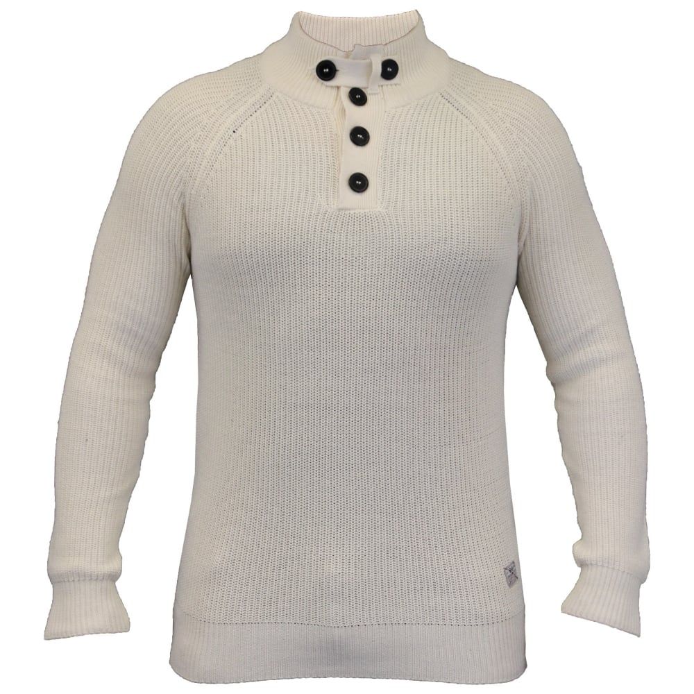 Crosshatch Masons Cotton Pullover Neck Knitted Jumper Vapourous