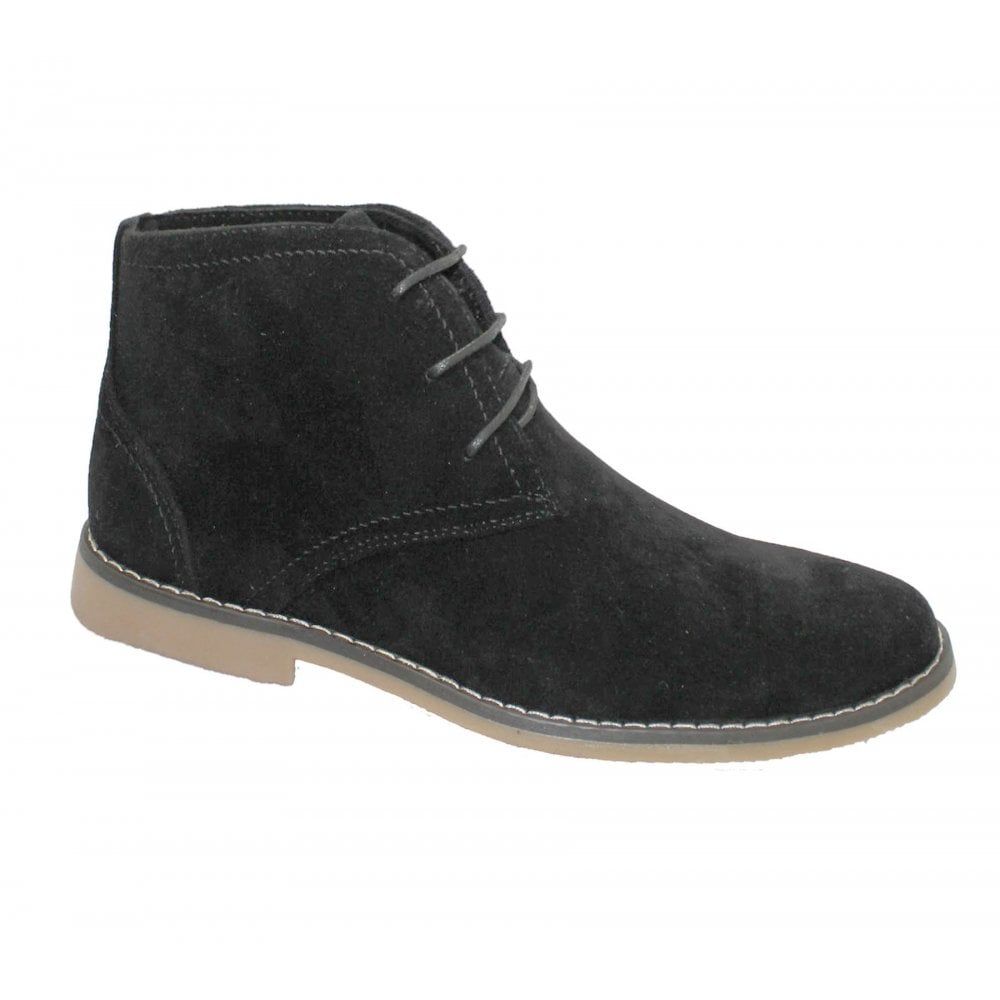 Mens Belide Suede Look Desert Lace Up Casual Boots Winter Ankle High Top Black