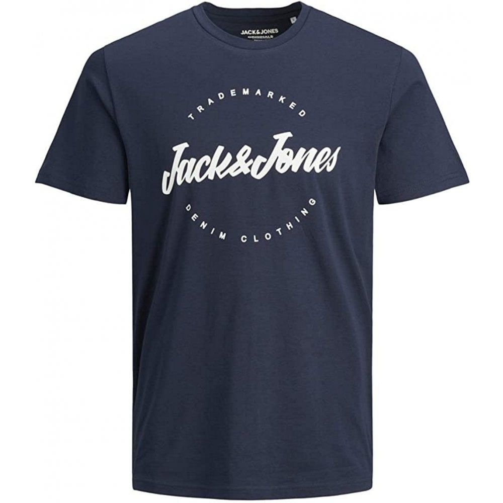 Mens Jack & Jones New Raffy Designer Classic T Shirt Navy Blazer