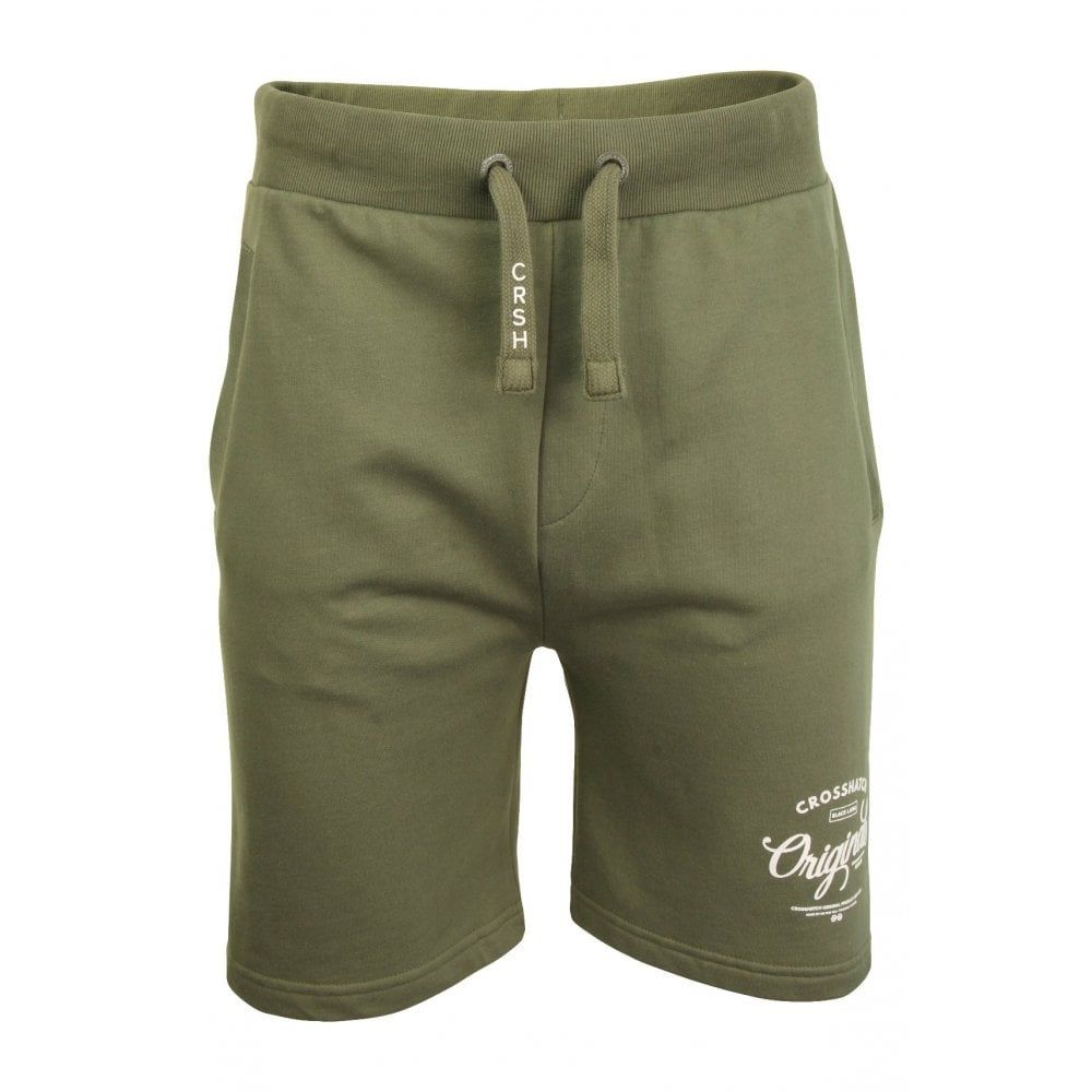Crosshatch Mens New Designer Lunton Jogger Casual Summer Shorts Dusty Olive