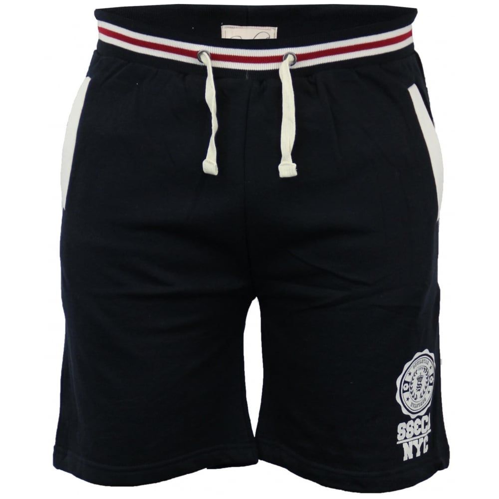 Soul Star Sienna Knee Length Fleece Lined Sweat Shorts Navy