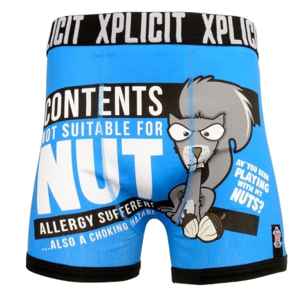 Xplicit Men's Funny Rude Allergies Geek Cartoon Novelty Boxer Shorts Trunks Directoire Blue