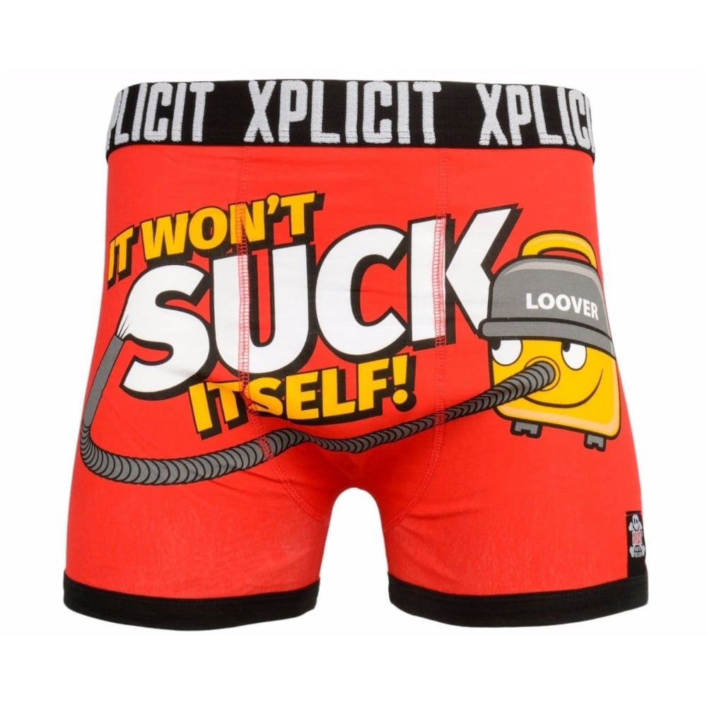 Xplicit Men's Funny Rude Loover Geek Cartoon Novelty Boxer Shorts Trunks Nautical Haute Red