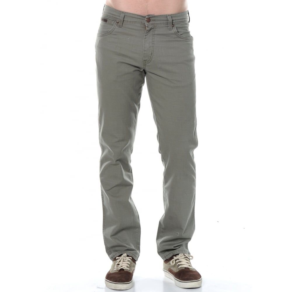 Wrangler Texas Mens New Stretch Soft Fabric Jeans Dusty Olive
