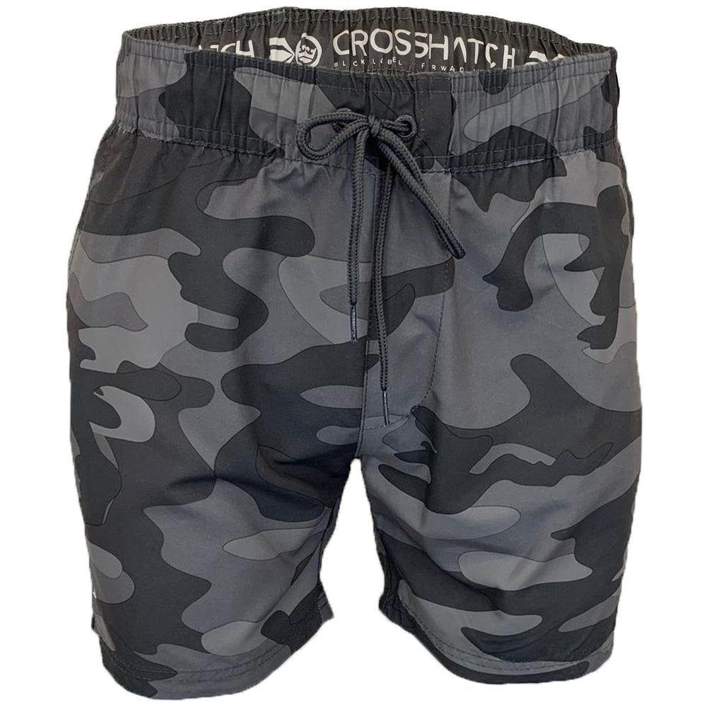Crosshatch Mens Designer Army Flofast Swimming Trunks Shorts Charcoal Camo