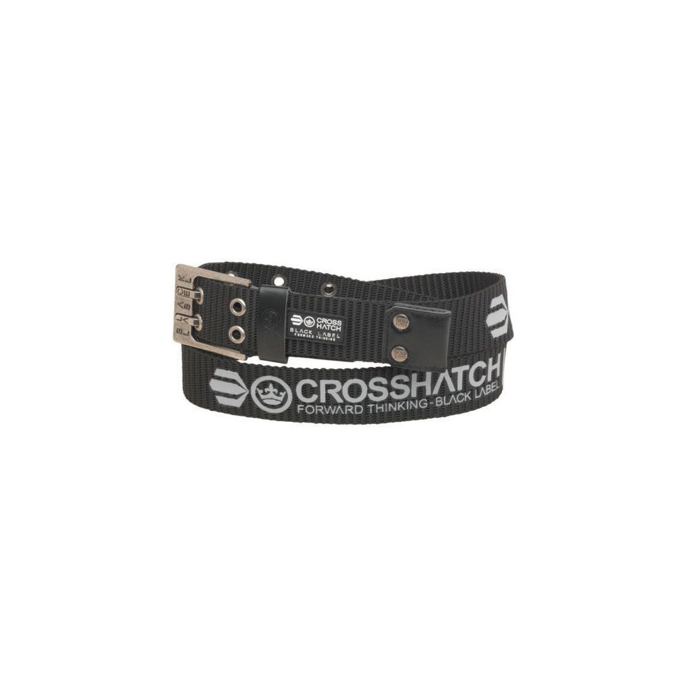 Crosshatch Mens Branded Calibro Canvas Designer Nylon Belt Black