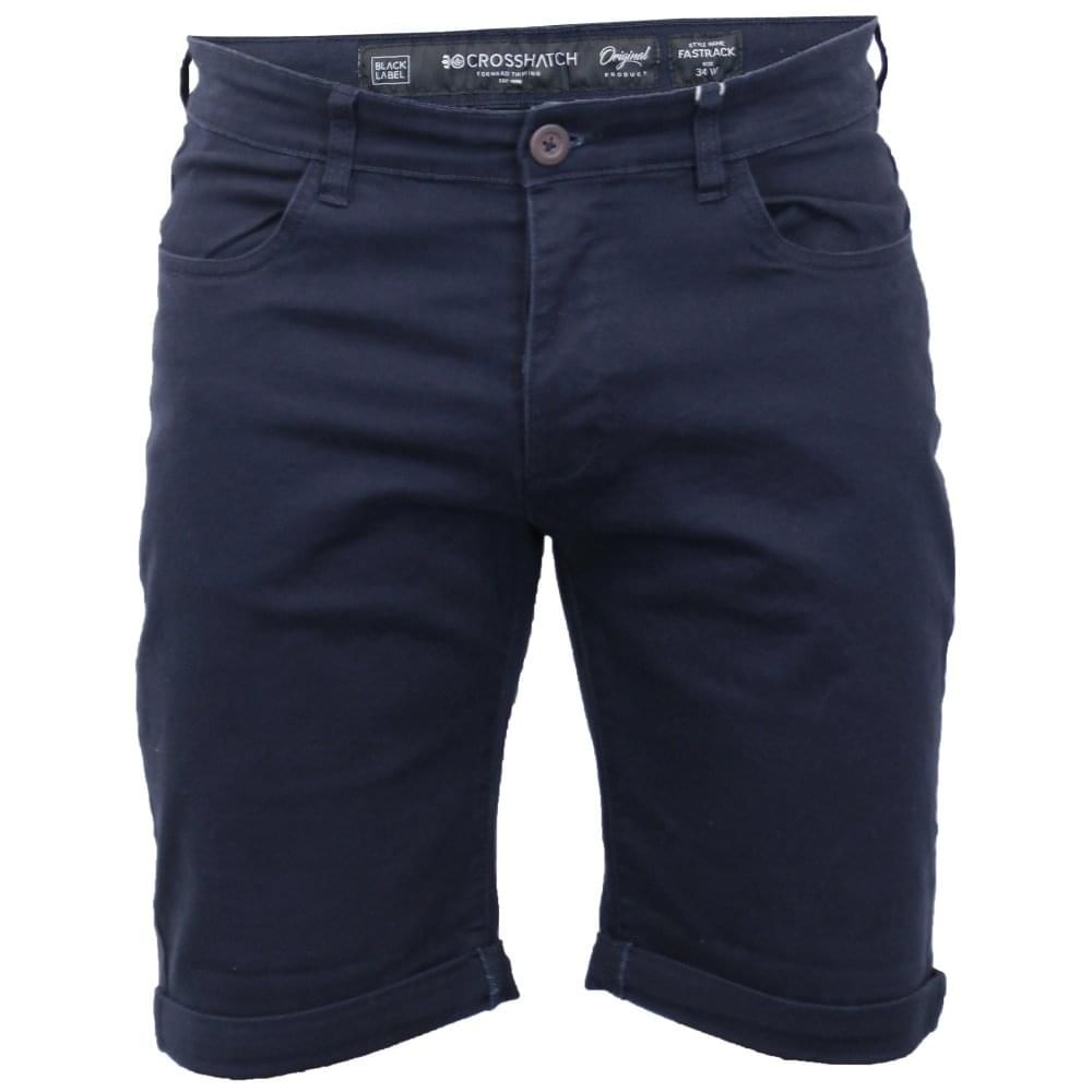 Crosshatch Men Fastrack Designer Cargo Chino Shorts Night Sky