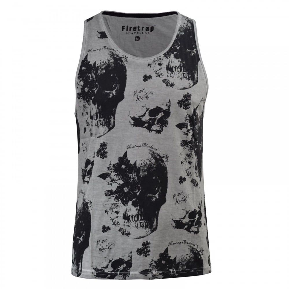 Firetrap Mens New Walhain Skull Designer Casual Vest White
