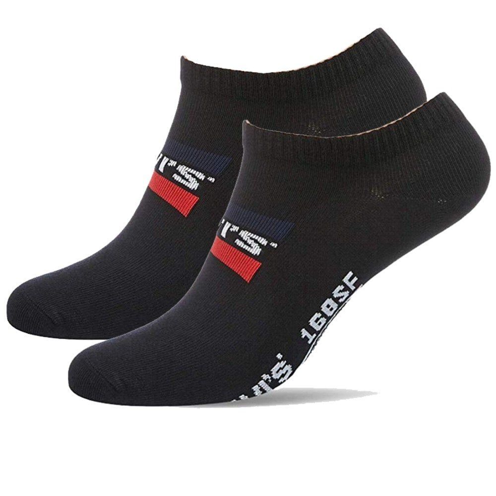 Mens Levis 2 Pack Sports New Branded Logo 168SF Ankle Socks Black