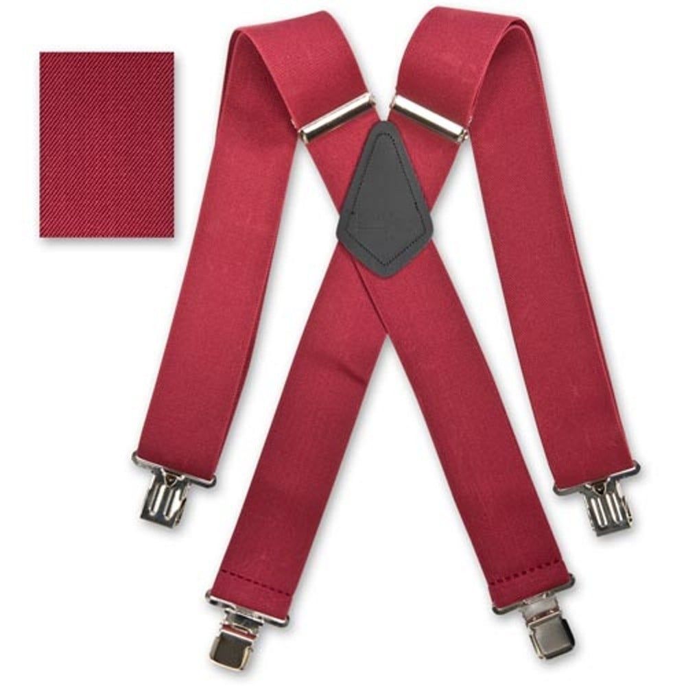 Brimarc Mens Heavy Duty Burgundy Braces Trouser Belt Suspender 2" 50mm Wide 
