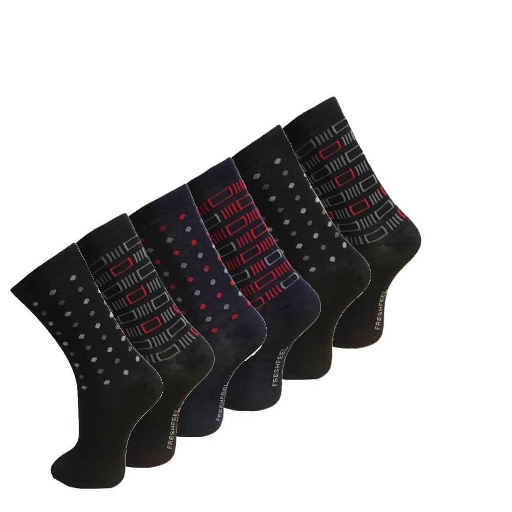Design Socks Mens Coloured Design Socks Smart Suit Work Golf Cotton Blend Adults 6 Pairs