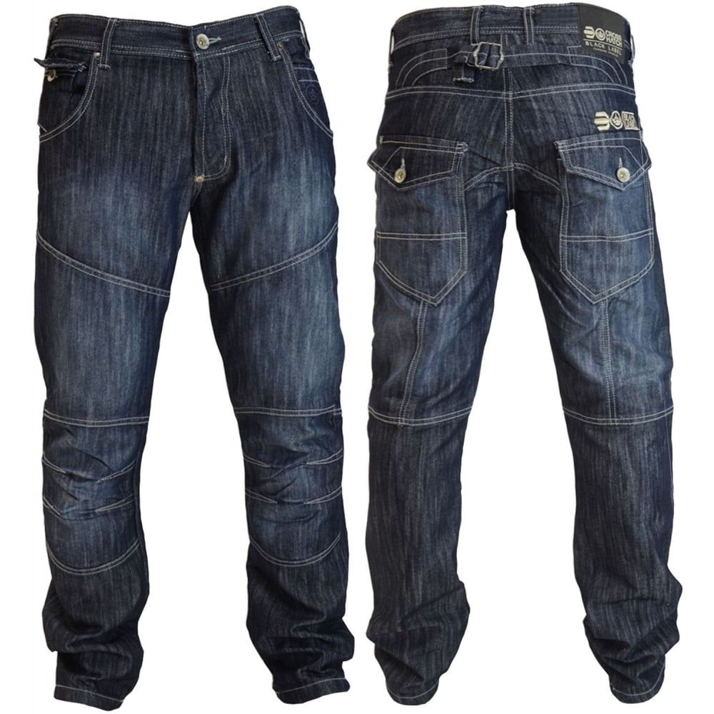 Mens New Jeans Crosshatch Newport Dark Washed Straight Leg Jeans