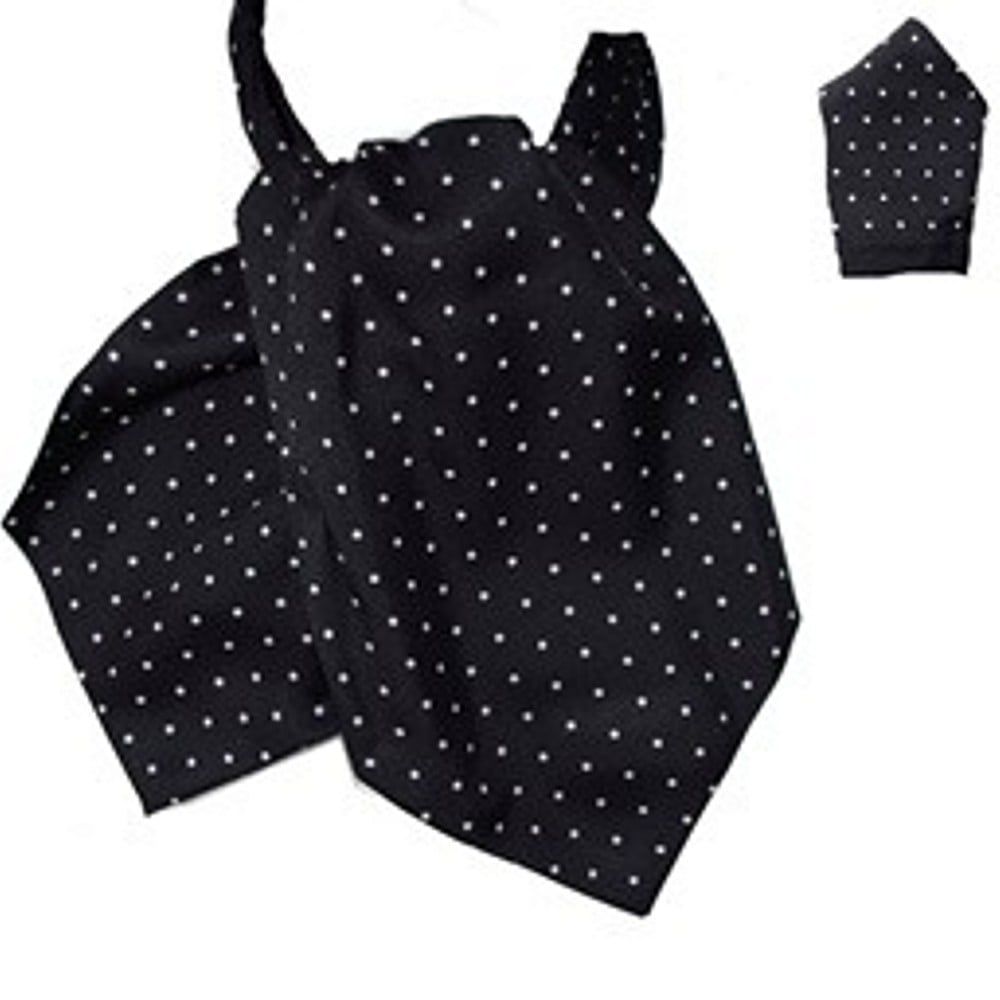 Warrior Matching Cravat & Hankerchief Black & White Polka Dots