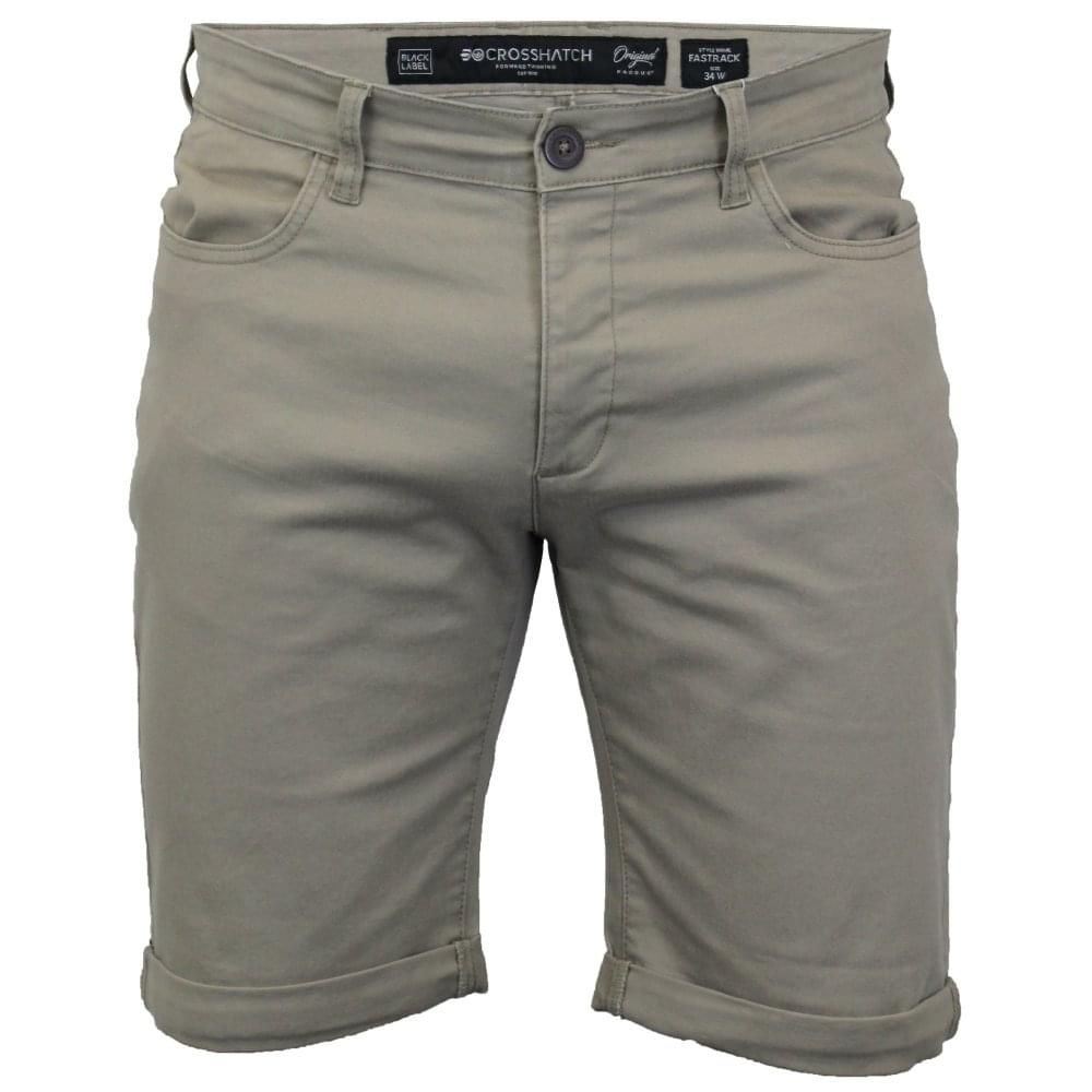 Crosshatch Men Fastrack Designer Cargo Chino Shorts Timber Wolf