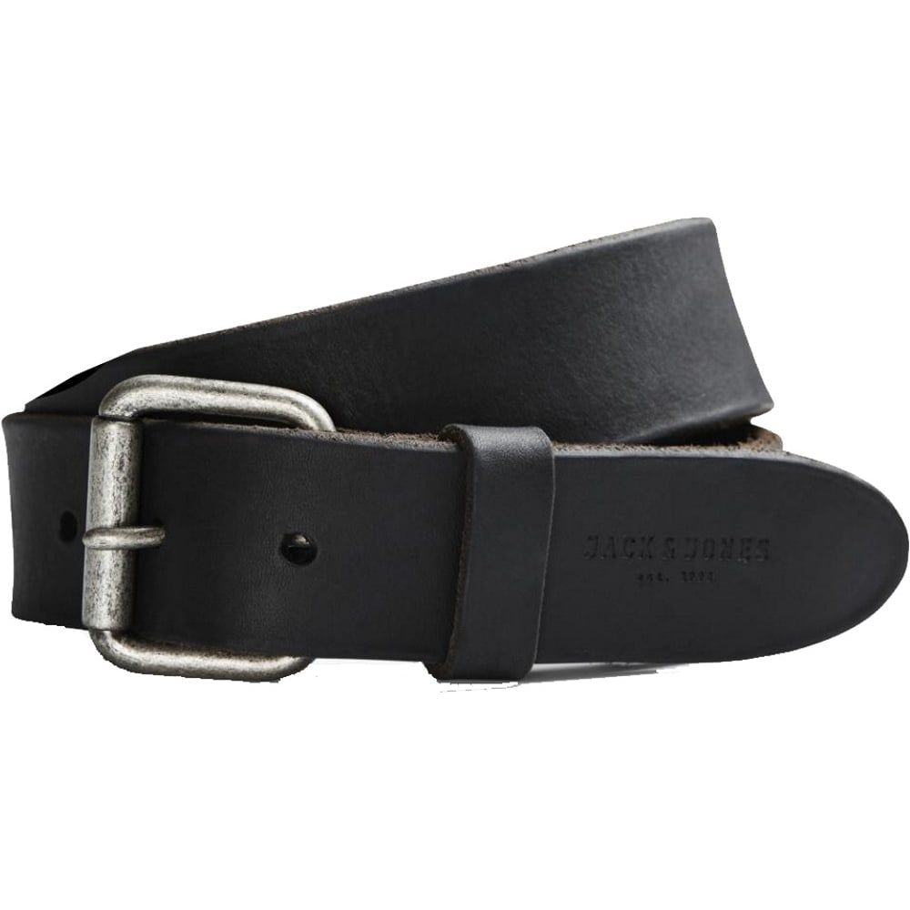 Jack & Jones Jakob Buckle Casual Leather Trousers Jean Belt Black 