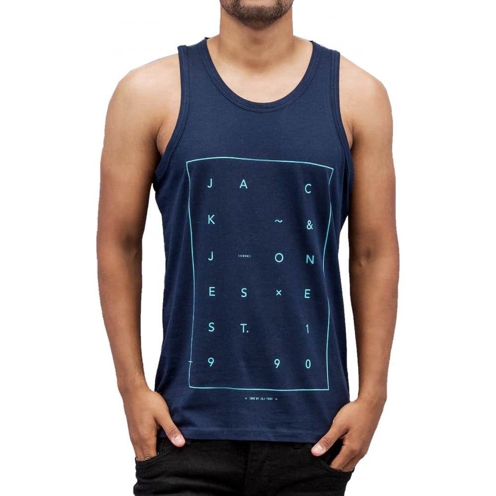Jack & Jones Jcoair Mens Branded Fresh Tank Vest Navy Blazer