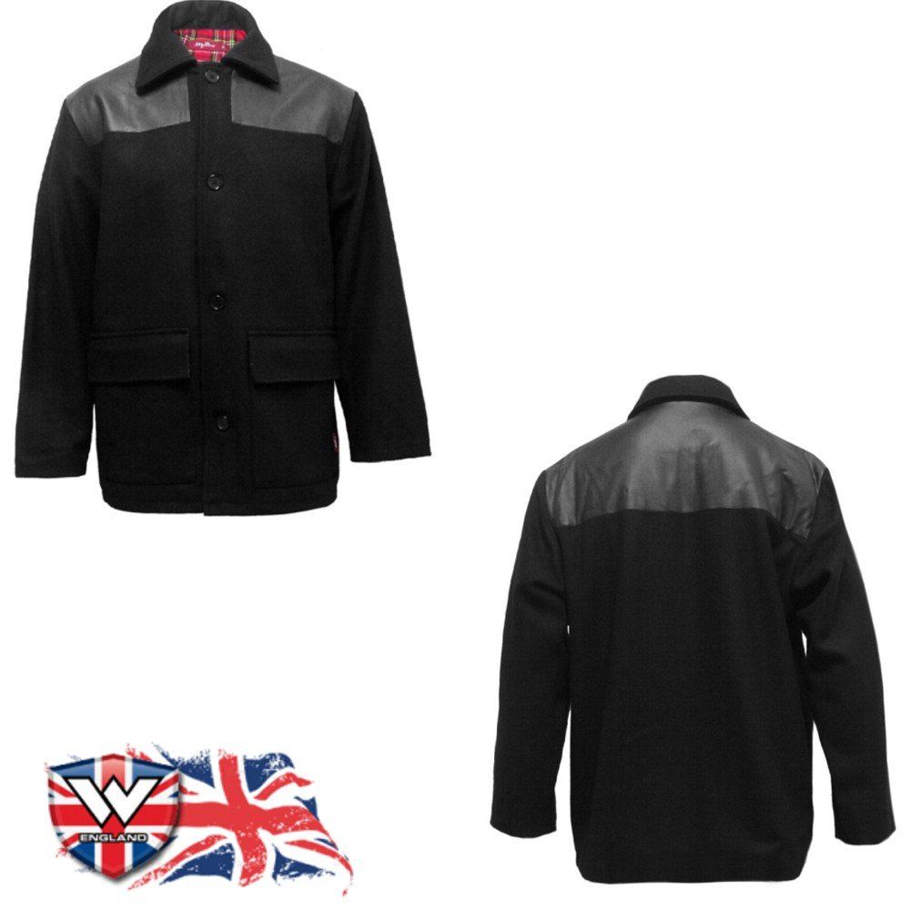 Warrior Mens Donkey Jacket With PVC Shoulder Panels Black