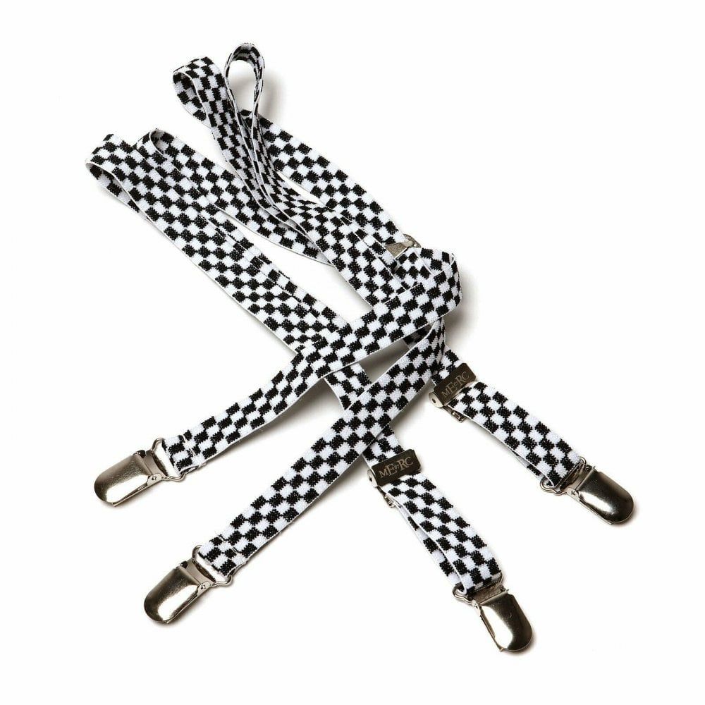 Merc London Black White Checker 1/2 14mm Thin Mens Punk Mod Braces 