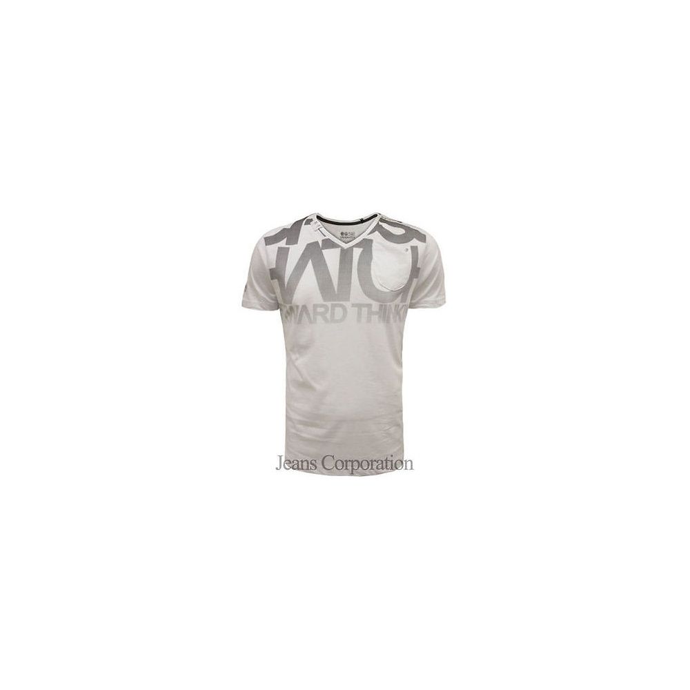 Casual Graphic V Neck T Shirt Lamonte White