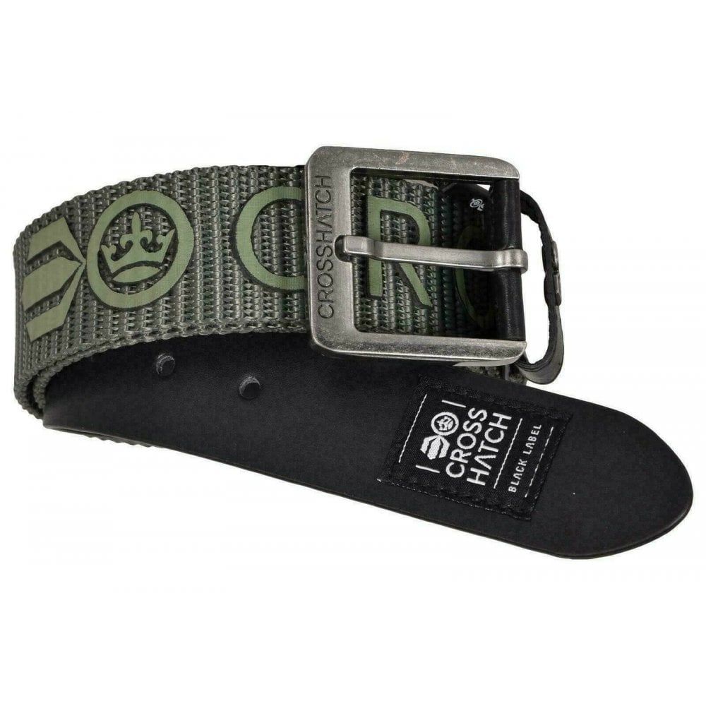 Crosshatch Mens Branded Metzler Canvas Designer Nylon Belt Total Eclipse