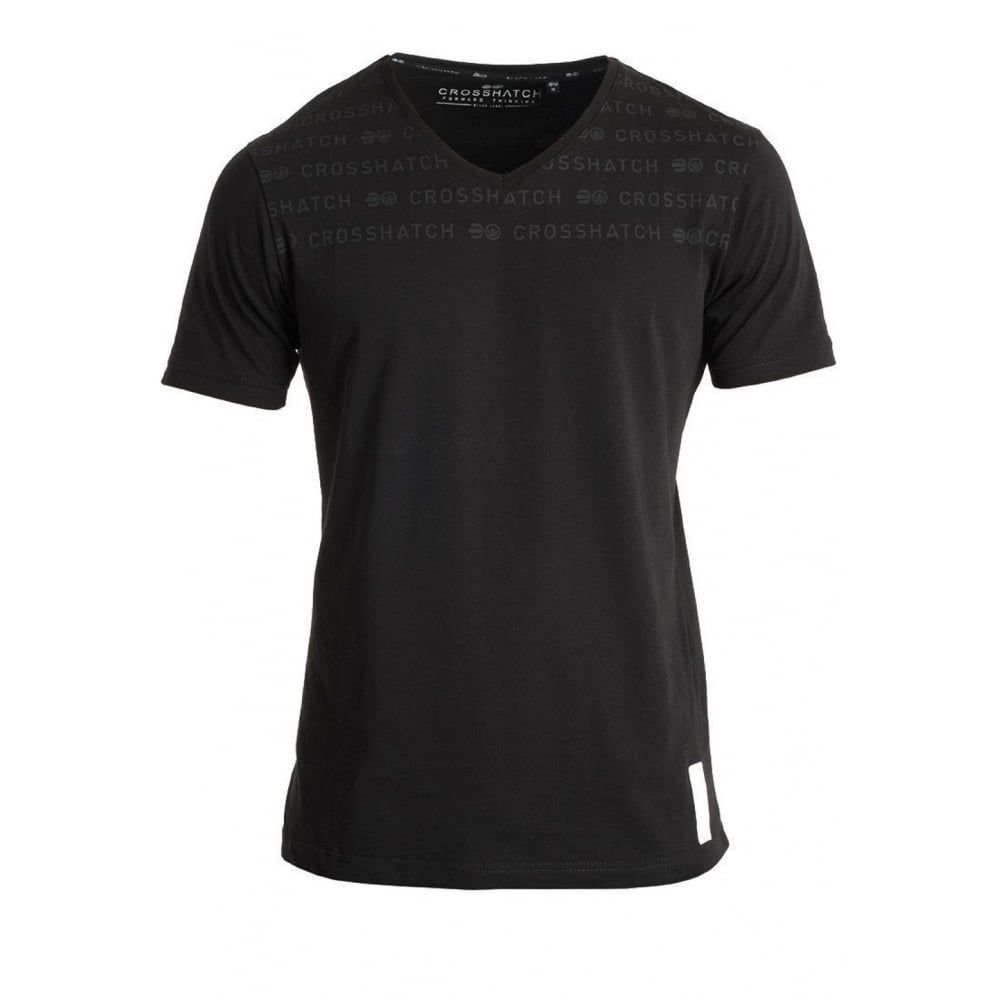 Crosshatch Casual Graphic V Neck T Shirt Coolridge Black