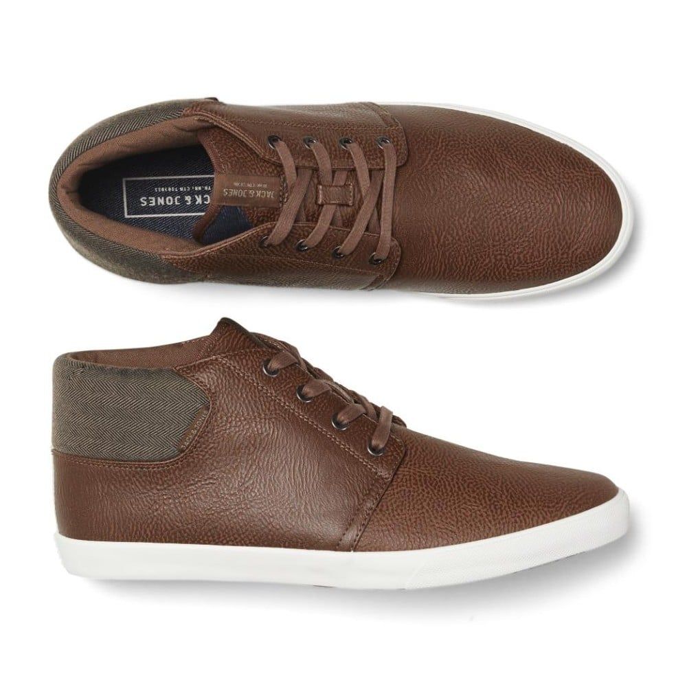Jack & Jones Vertigo PU Sneakers Mix High Top Core Trainers Pumps Cognac