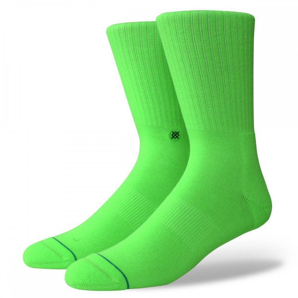 Stance Mens New Classic Crew Comfort Icon Anthem Socks Florescent Green