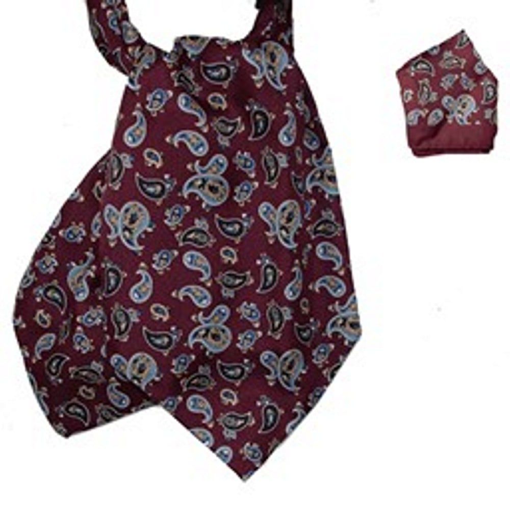 Warrior Matching Cravat & Hankerchief Burgundy Paisley