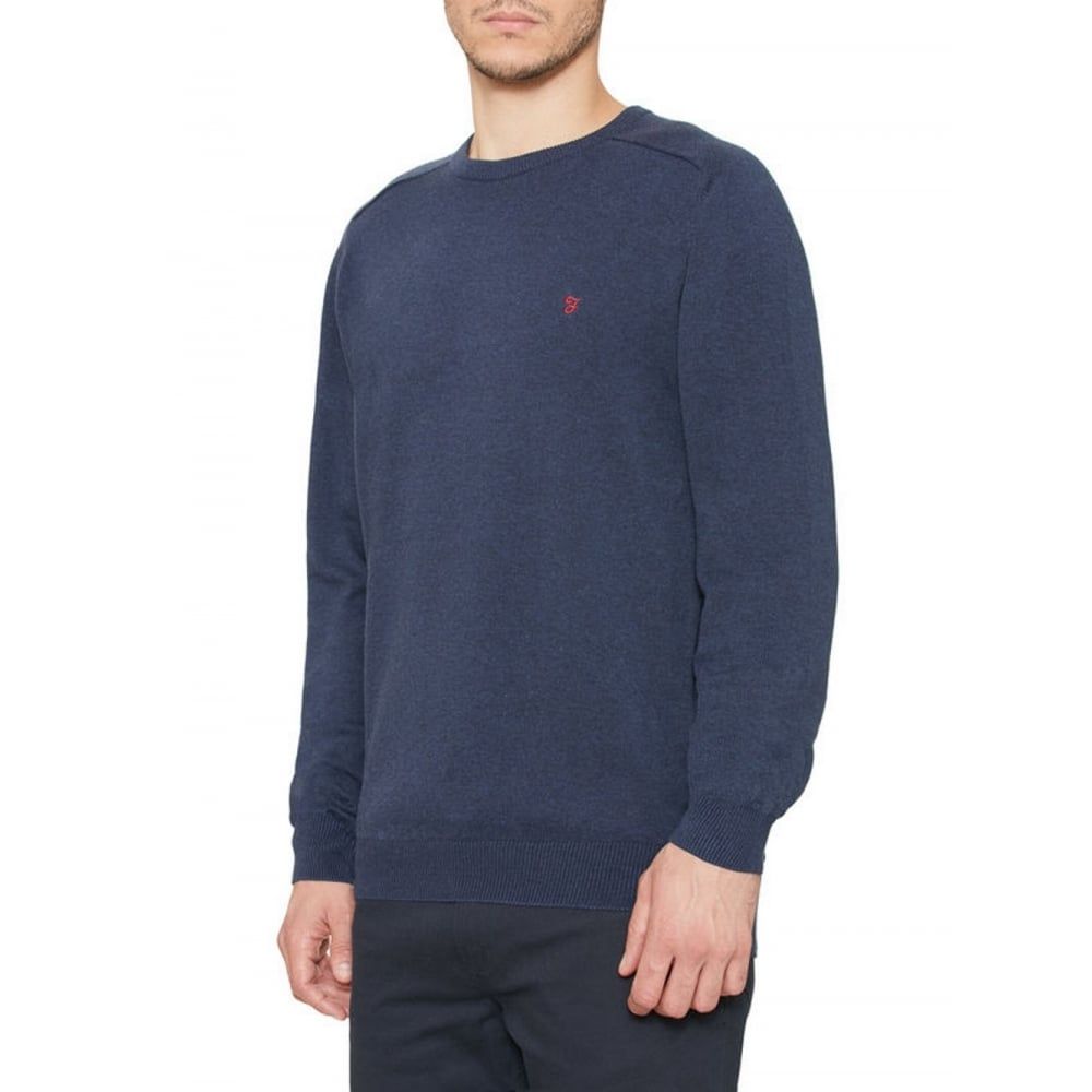 Farah Stern Mens Knitted Crew Neck Jumper Midnight Melange