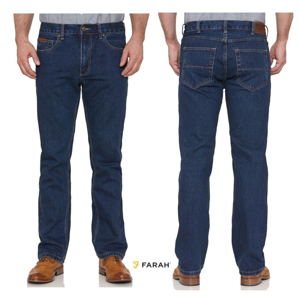 Farah Mens Darwin Rigid Straight Leg Denim Jeans Indigo