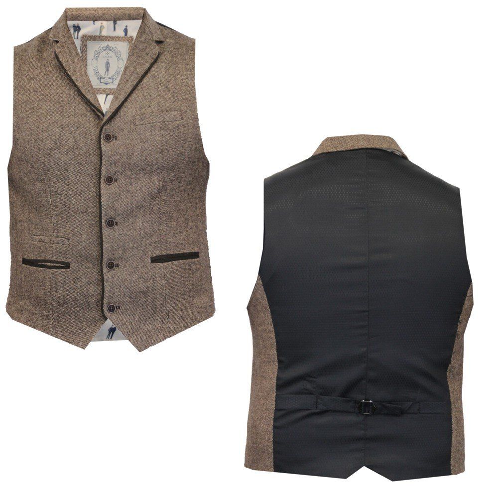 Cavani Designer Massa Casual Mens Waistcoats Tan