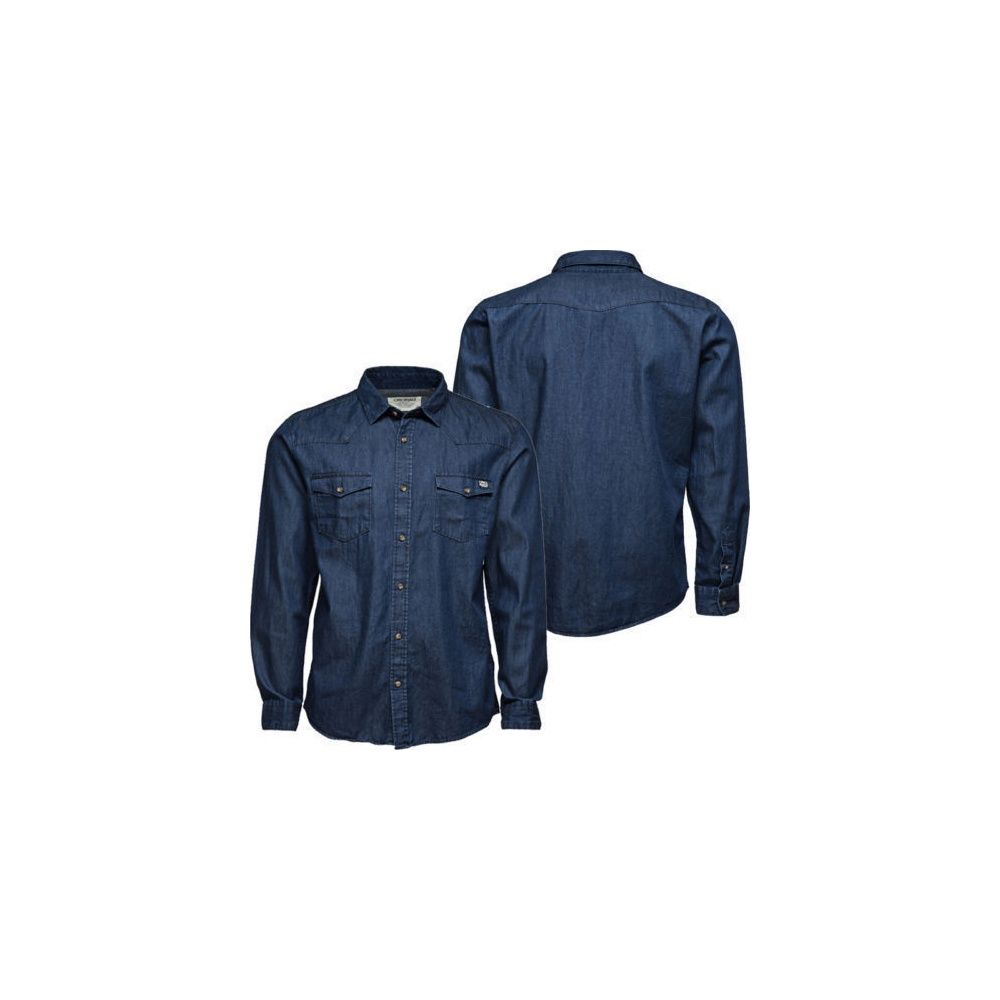 Casual Button Up Denim Shirt Dark Stonewash