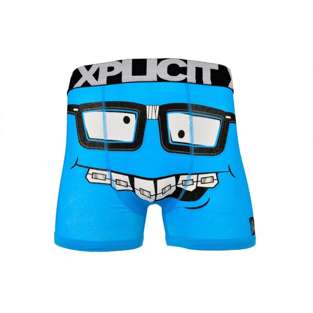 Xplicit Men's Funny Rude Nerd Geek Cartoon Novelty Boxer Shorts Trunks Malibu