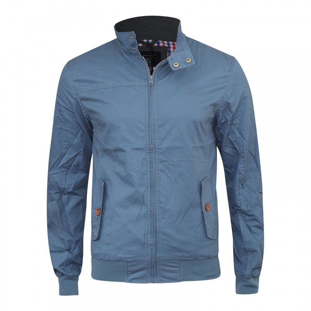 Crosshatch Mens Designer Harrington Haronz Jacket Dark Denim