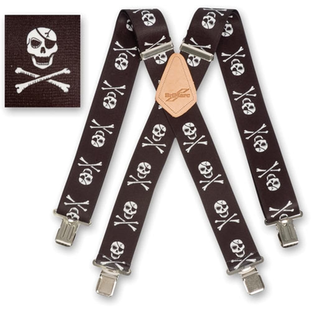 Brimarc Mens Heavy Duty Skull & Crossbones Braces Trouser Belt Suspender 2" 50mm Wide 