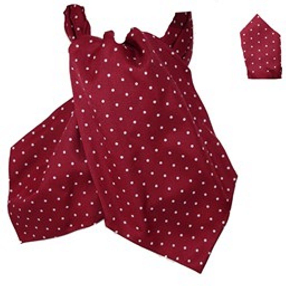 Warrior Matching Cravat & Hankerchief Burgundy & White Polka Dots