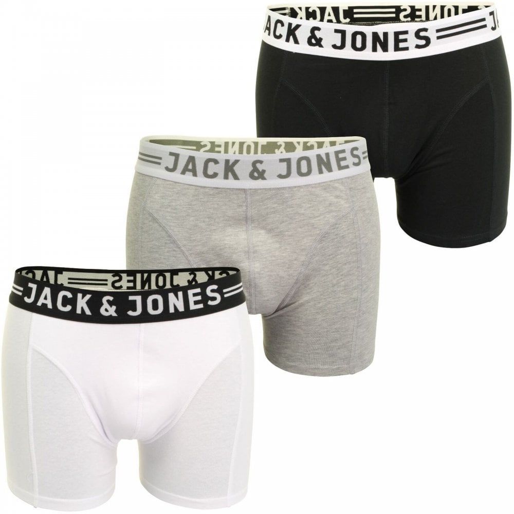 Jack & Jones Mens 3 Pack Casual Designer Sense Boxer Trunks Shorts Mixed