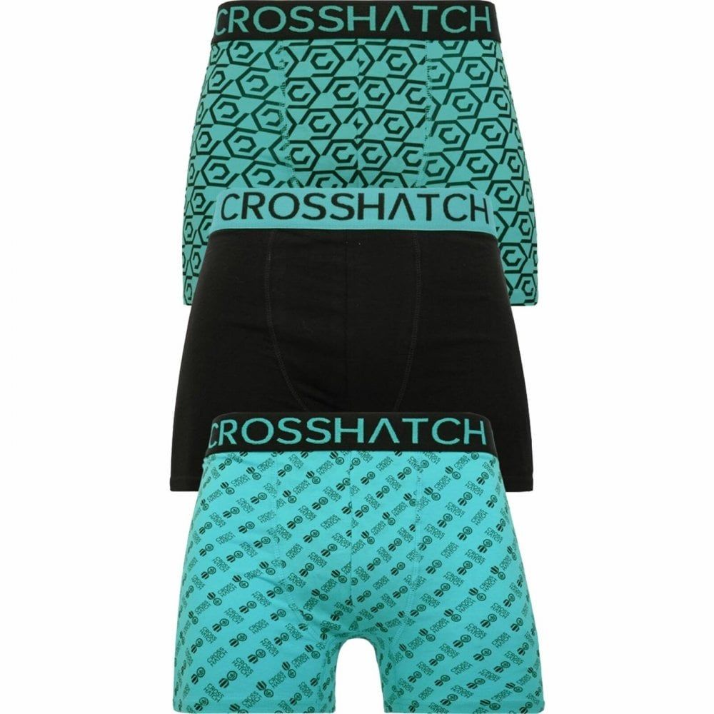 Crosshatch 3 Pack Gleason Designer Boxer Trunks Underwear Black Green
