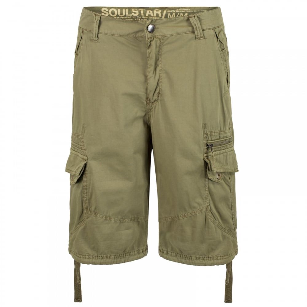 Soul Star Mens MST Designer Cargo Combat Chino Shorts Khaki