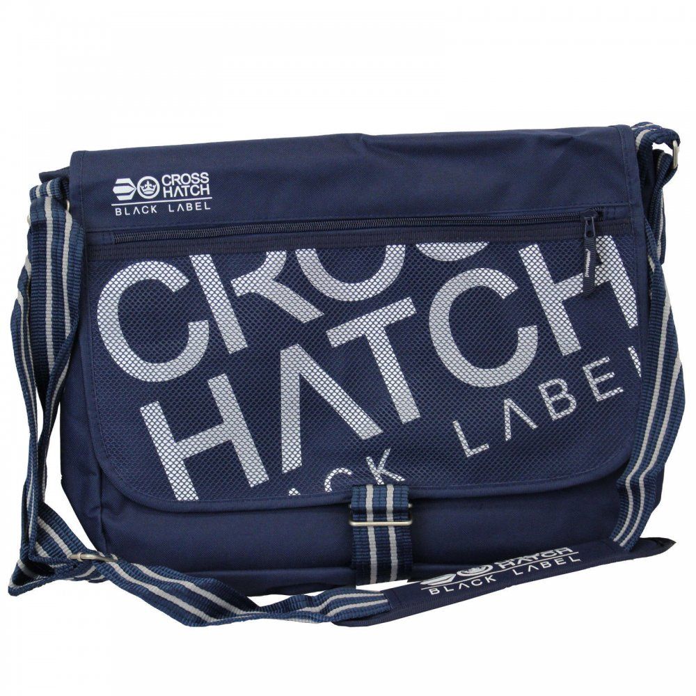 Crosshatch Nabure Messenger Bag Laptop School College Navy