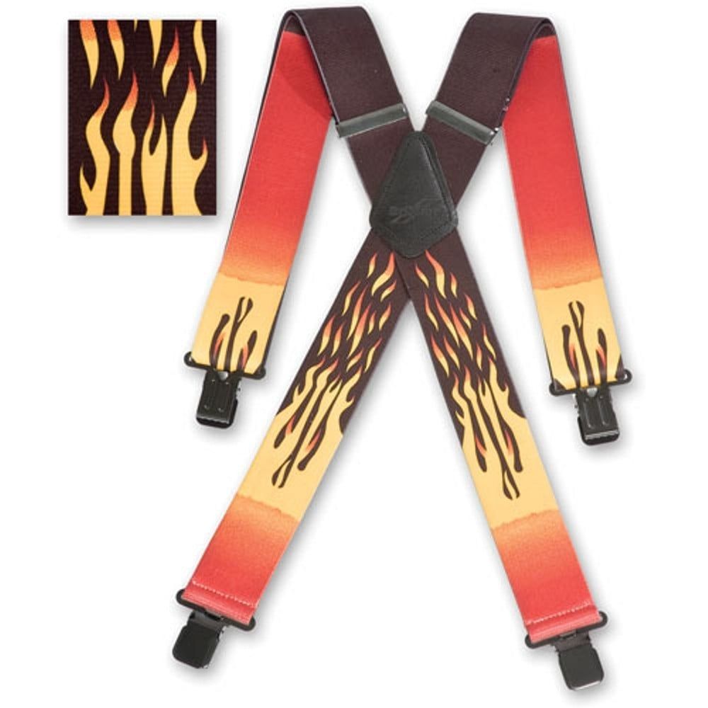 Brimarc Mens Heavy Duty Flames Braces Trouser Belt Suspender 2" 50mm Wide