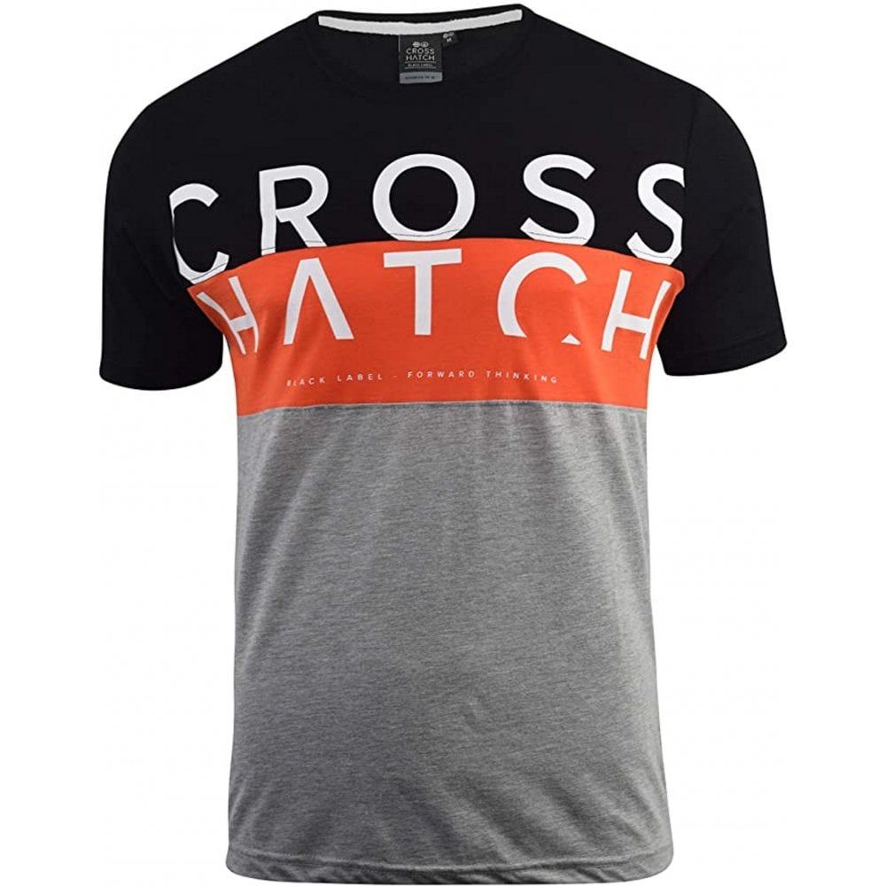 New Crosshatch Mens Crankleabrite Branded Designer Casual T Shirt Black Red