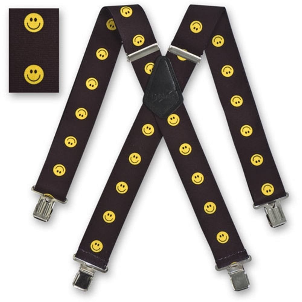 Brimarc Mens Heavy Duty Braces Trouser Belt Suspender 2" 50mm Wide Smiling Faces