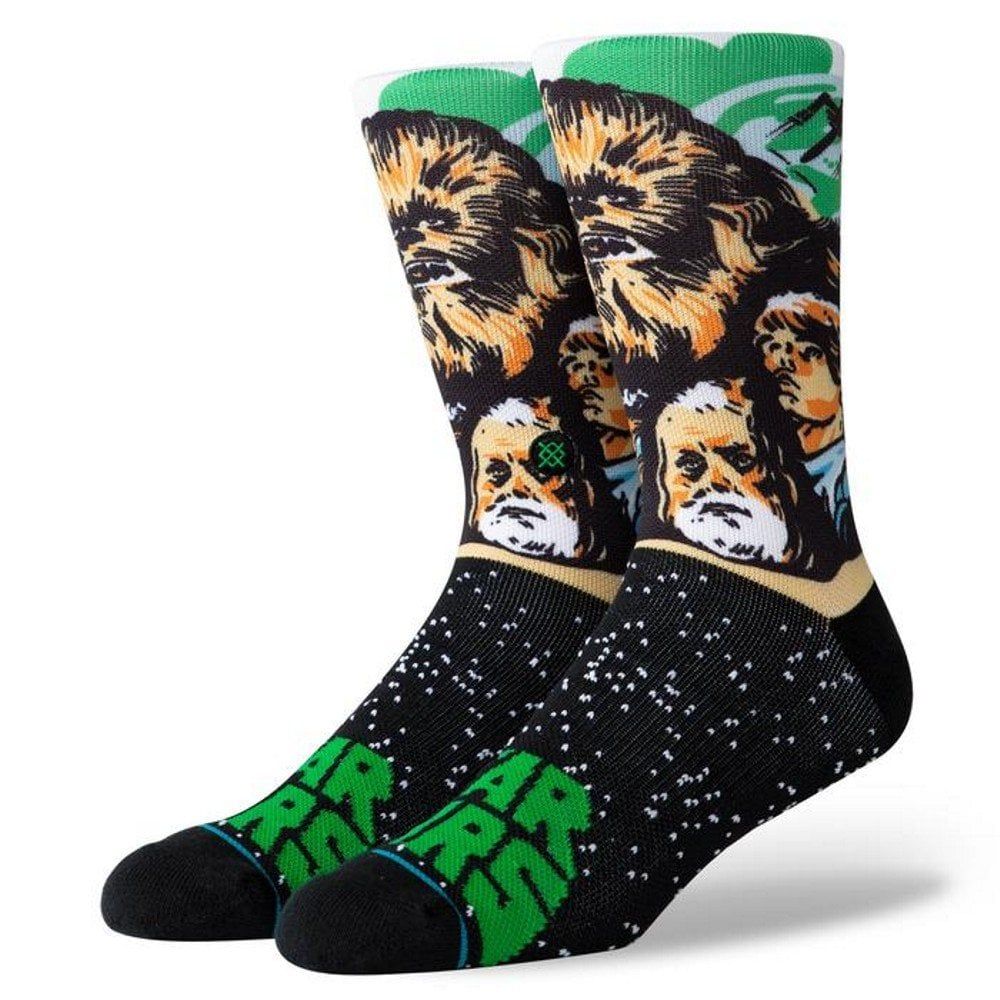 Stance Mens New Star Wars Classic Crew Warped Chewbacca Comfort Green Socks