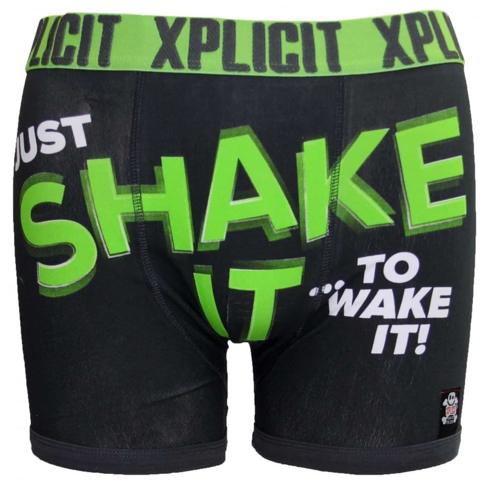 Xplicit Men's Funny Rude Shake It Geek Cartoon Novelty Boxer Shorts Trunks Magnet