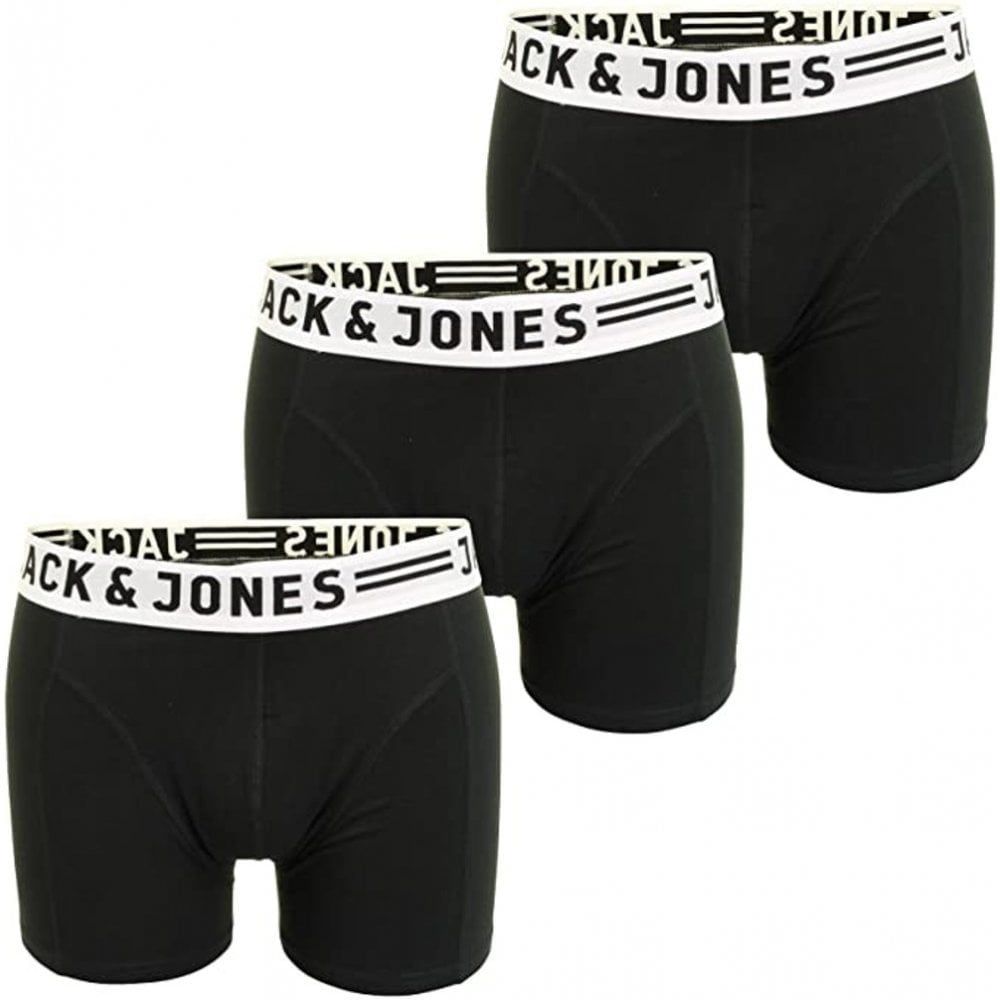 Jack & Jones Mens 3 Pack Designer Sense King Size Boxer Trunks Shorts Black