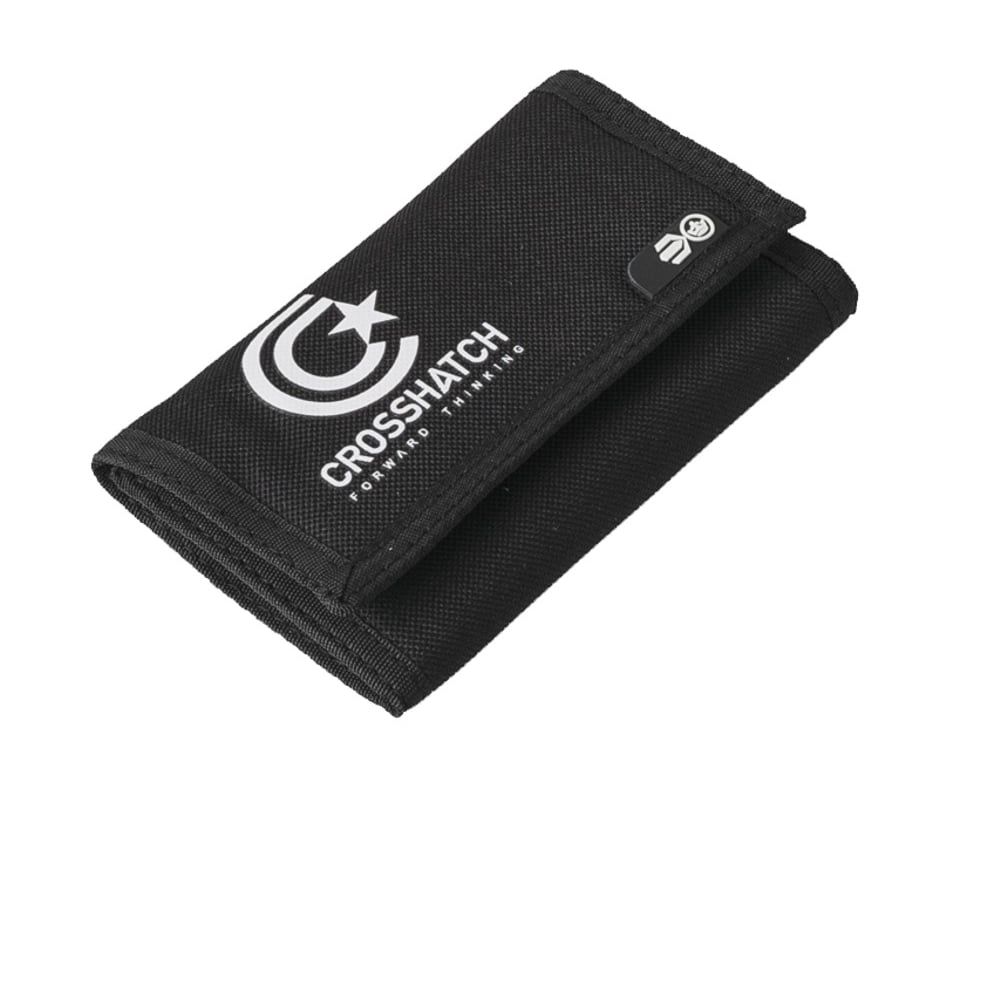 New Mens Crosshatch Three Fold Zip Nylon Vaults Wallets Black