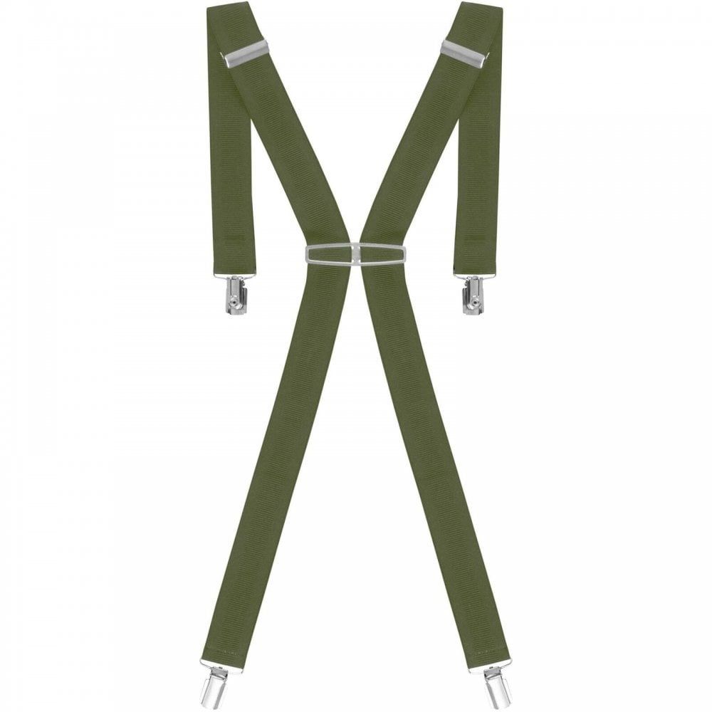 Threads Mens Heavy Duty Emerald Green Braces Trouser Belt Suspender 1.5" 35mm Wide