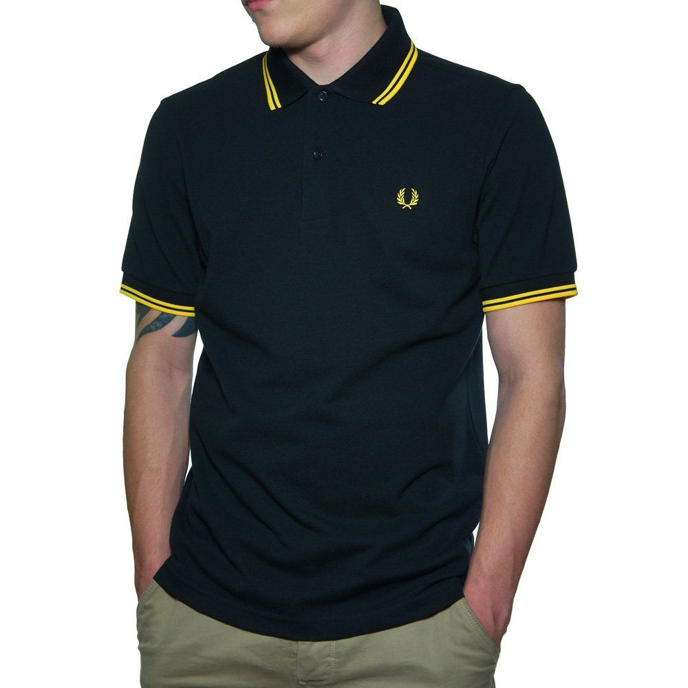 Fred Perry M1200 Twin Tipped Plain Polo Shirt Black