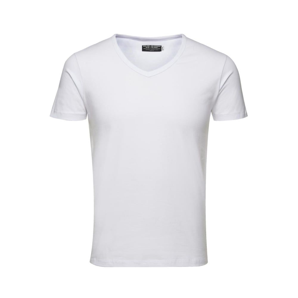 Jack & Jones New Mens V Neck Slim Fit T-shirt Stretchy Plain Lycra Cotton Tee White